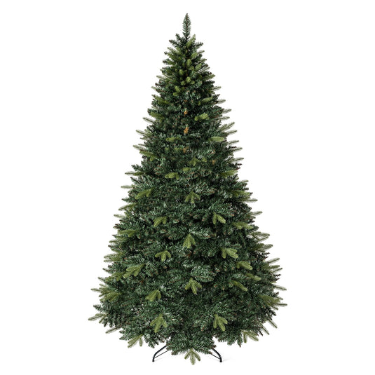 Goplus 5ft/6ft/7ft/8ft Artificial Christmas Tree | Hinged Unlit Full Xmas Tree with Realistic Tree Trunk & Folding Metal Stand