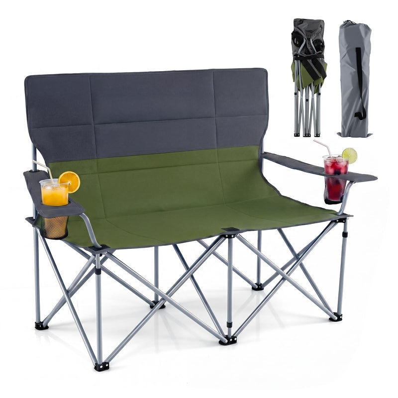 Load image into Gallery viewer, Goplus Double Camping Chair Folding Camping Couch
