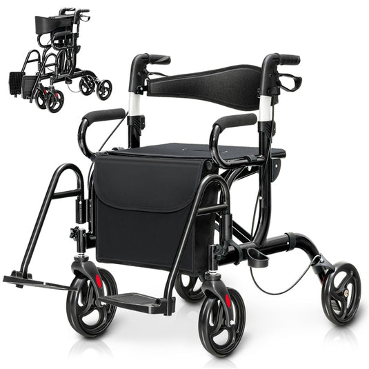 Goplus 2 in 1 Rollator Walker for Seniors, Medical Walker with Seat