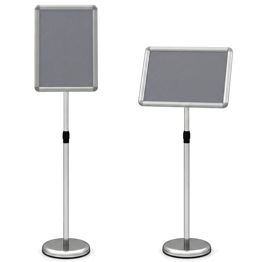 Goplus 11 x 17 Inch Height Adjustable Floor Standing Poster Stand with Snap-Open Frame & 360° Rotation