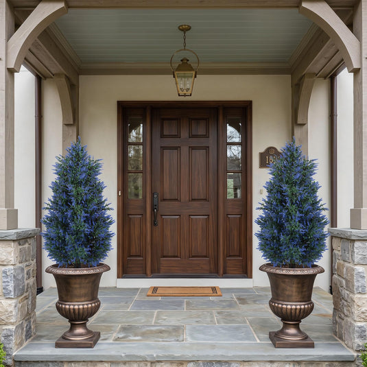 Goplus 2 Pack Artificial Lavender/Cypress Topiary Trees with Ground Spikes