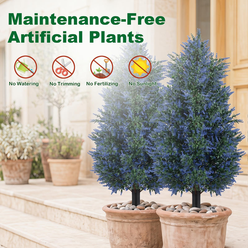 Load image into Gallery viewer, Goplus 2 Pack Artificial Lavender/Cypress Topiary Trees with Ground Spikes
