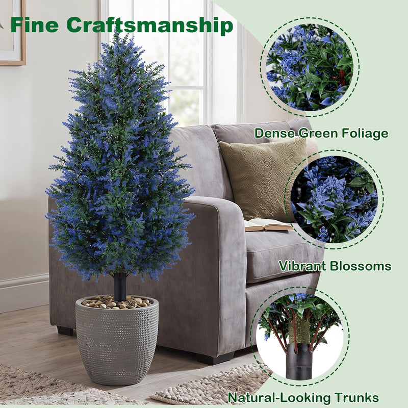 Load image into Gallery viewer, Goplus 2 Pack Artificial Lavender/Cypress Topiary Trees with Ground Spikes
