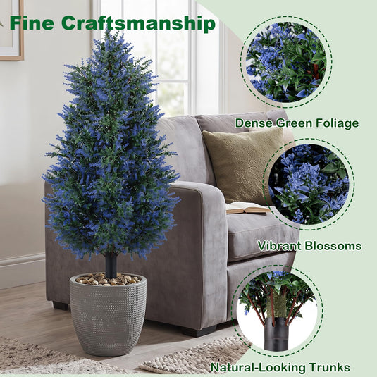 Goplus 2 Pack Artificial Lavender/Cypress Topiary Trees with Ground Spikes
