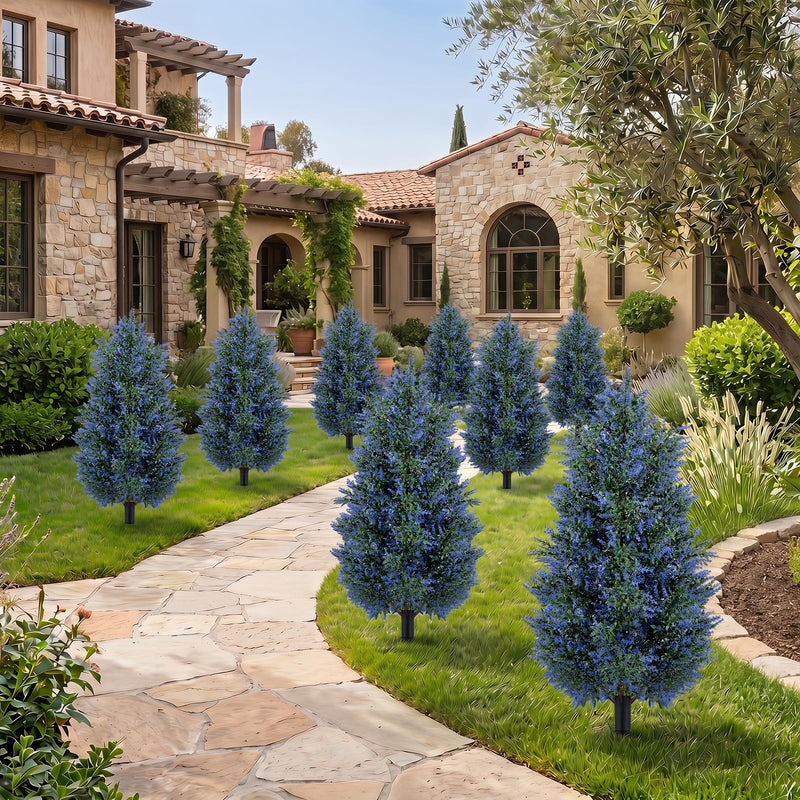 Load image into Gallery viewer, Goplus 2 Pack Artificial Lavender/Cypress Topiary Trees with Ground Spikes

