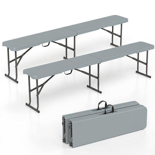 Goplus 6FT Folding Bench Plastic Portable Bench w/Carrying Handle
