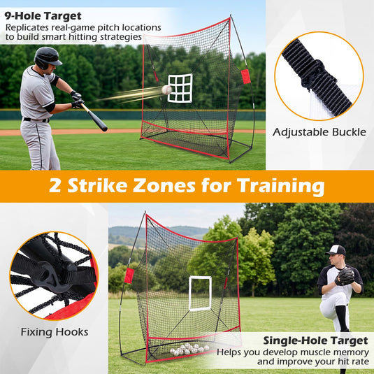 Goplus 7x7.4FT Extra Large Baseball Softball Practice Net w/Ball Collection