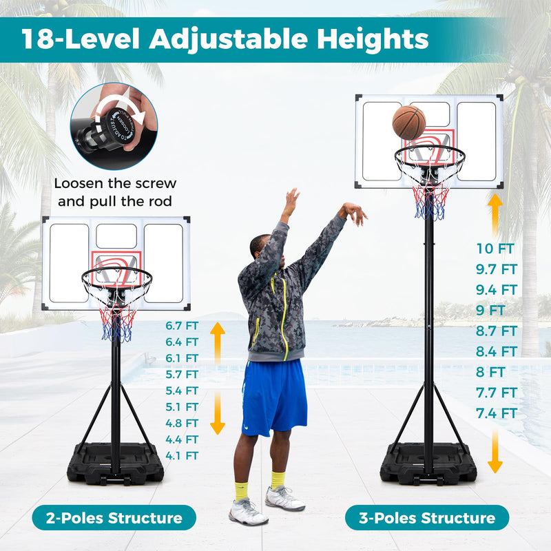 Load image into Gallery viewer, Goplus  4.1-10 FT Adjustable Basketball Hoop Outdoor w/Shatterproof PC Backboard

