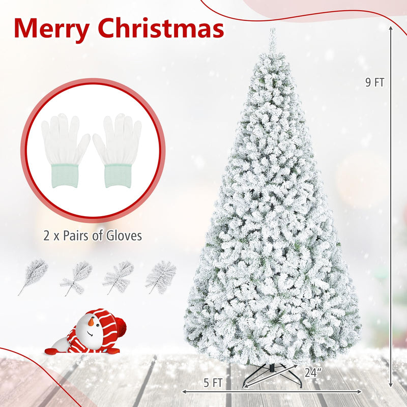 Load image into Gallery viewer, Goplus 6FT/9FT Artificial Christmas Tree Unlit Flocked Xmas Tree with Full Branch Tips &amp; Folding Metal Stand
