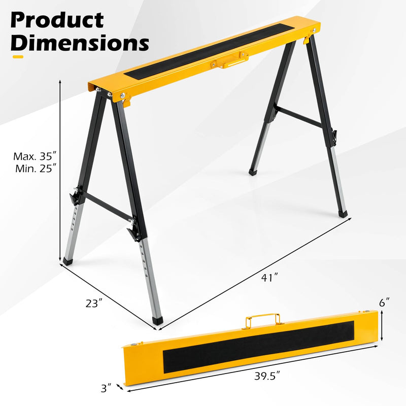 Load image into Gallery viewer, Goplus 2 Pack Folding Saw Horses with 12 Adjustable Leg Heights and Carry Handles
