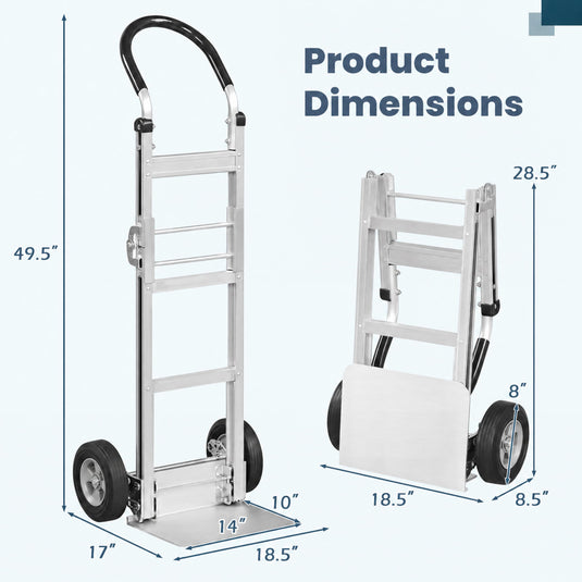 Goplus Heavy-Duty Folding Hand Truck | 600 LBS Aluminum Dolly Cart with Ergonomic Handle & 2 Rubber Wheels