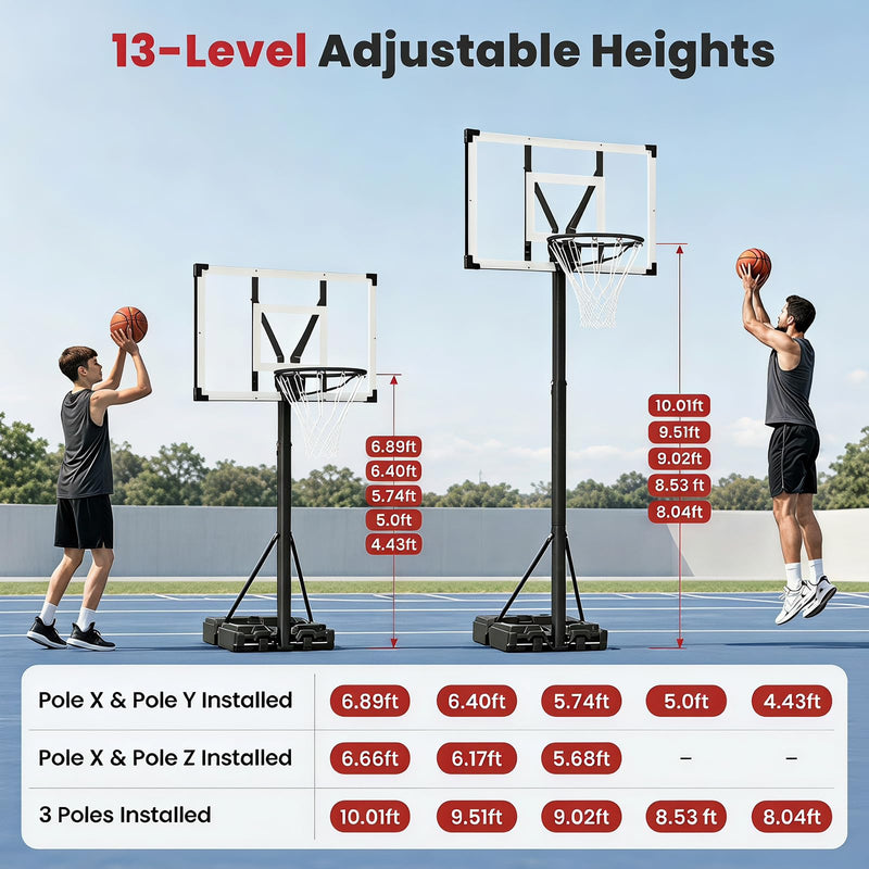 Load image into Gallery viewer, Goplus 10FT Basketball Hoop w/ 44'' Shatterproof PC Backboard for Adults
