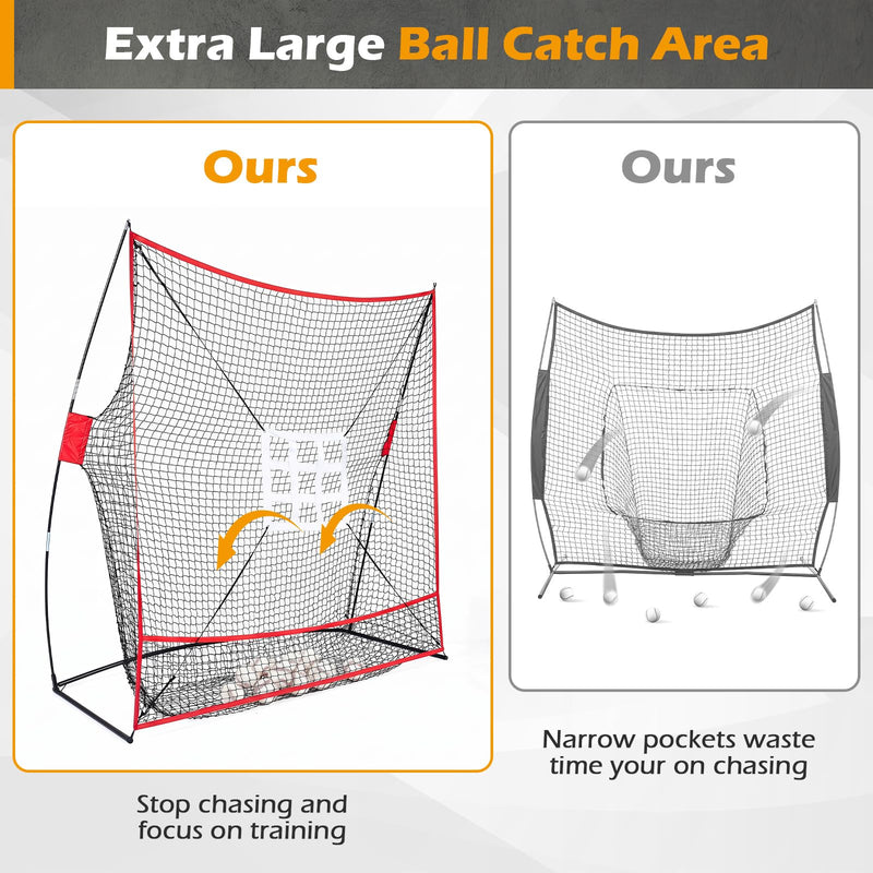 Load image into Gallery viewer, Goplus 7x7.4FT Extra Large Baseball Softball Practice Net w/Ball Collection
