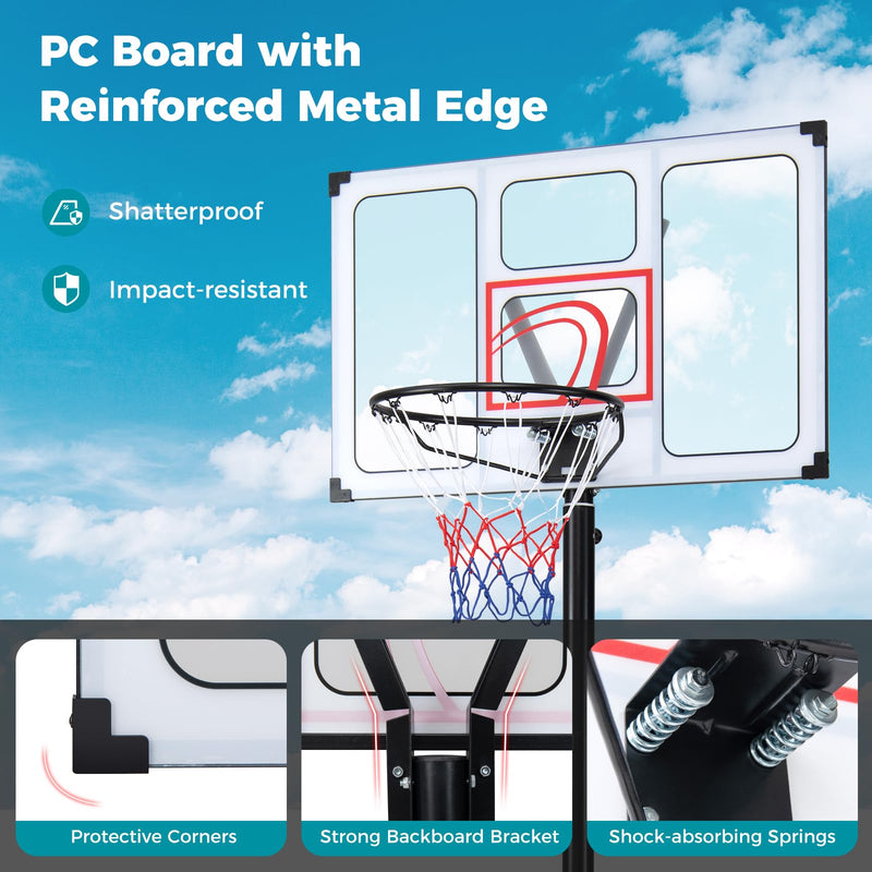 Load image into Gallery viewer, Goplus  4.1-10 FT Adjustable Basketball Hoop Outdoor w/Shatterproof PC Backboard
