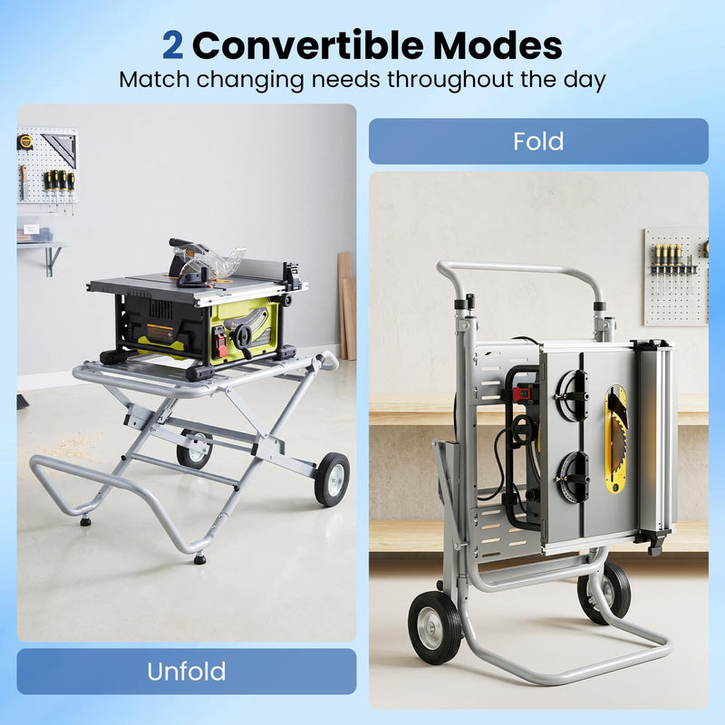 Load image into Gallery viewer, Goplus Portable Table Saw Stand | Rolling Foldable Heavy Duty Metal Base with 8-Inch Rubber Wheels
