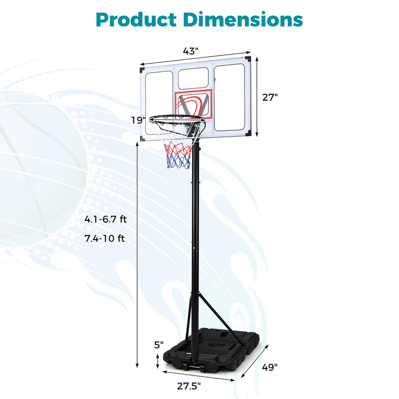 Load image into Gallery viewer, Goplus  4.1-10 FT Adjustable Basketball Hoop Outdoor w/Shatterproof PC Backboard

