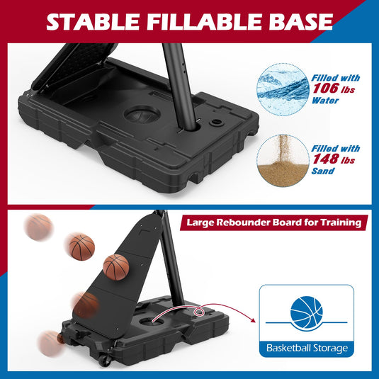 Goplus 4.9-10 FT Adjustable Portable Basketball Goal System w/Shatterproof PC Backboard