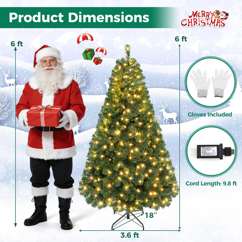 Load image into Gallery viewer, Goplus 6ft Pre-Lit Artificial Christmas Tree with 230 LED Lights and 735 PVC Tips
