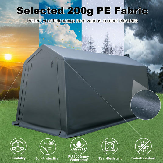 Outdoor Storage Shed | Patio Garage Carport w/ Roll-Up Zipper Door
