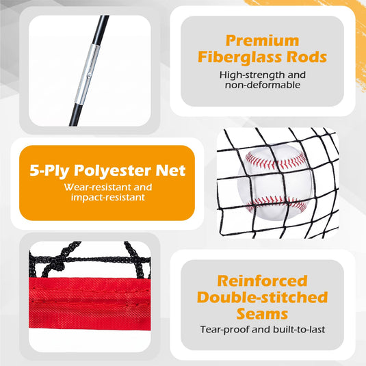 Goplus 7x7.4FT Extra Large Baseball Softball Practice Net w/Ball Collection