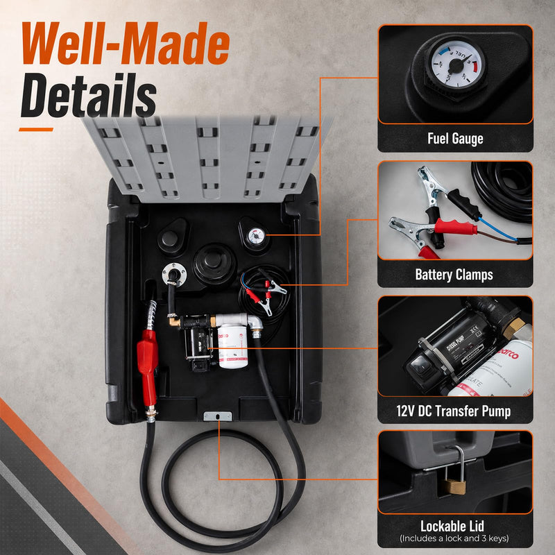 Load image into Gallery viewer, Goplus Portable Diesel Tank 53 Gallon Capacity &amp; 13.2GMP | LLDPE Fuel Tank with 12V Electric Transfer Pump
