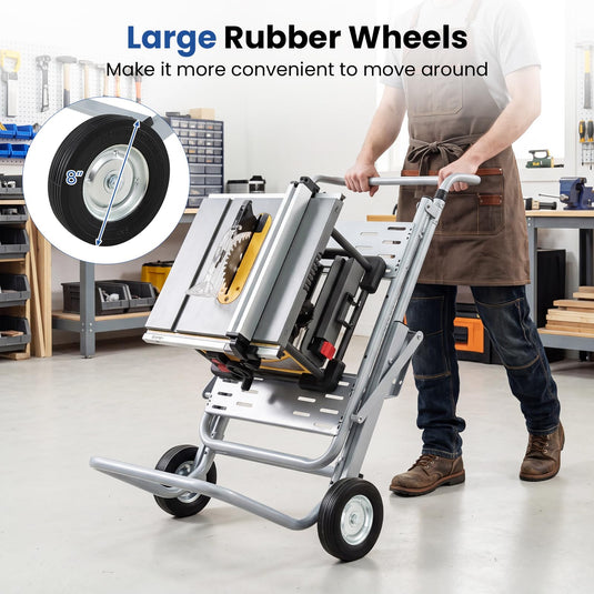 Goplus Portable Table Saw Stand | Rolling Foldable Heavy Duty Metal Base with 8-Inch Rubber Wheels