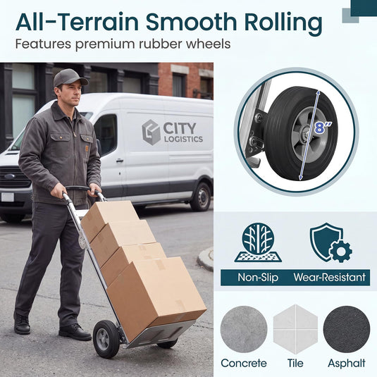 Goplus Heavy-Duty Folding Hand Truck | 600 LBS Aluminum Dolly Cart with Ergonomic Handle & 2 Rubber Wheels