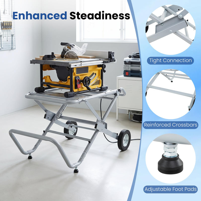 Load image into Gallery viewer, Goplus Portable Table Saw Stand | Rolling Foldable Heavy Duty Metal Base with 8-Inch Rubber Wheels
