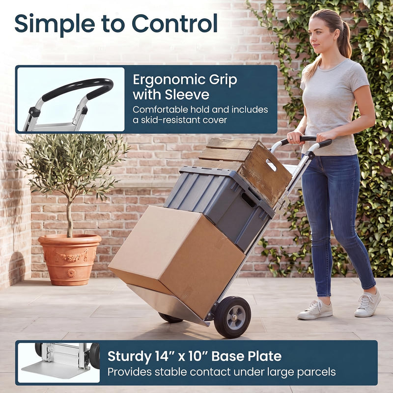 Load image into Gallery viewer, Goplus Heavy-Duty Folding Hand Truck | 600 LBS Aluminum Dolly Cart with Ergonomic Handle &amp; 2 Rubber Wheels
