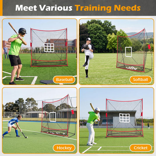 Goplus 7x7.4FT Extra Large Baseball Softball Practice Net w/Ball Collection