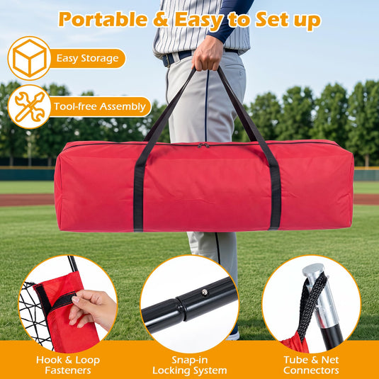 Goplus 7x7.4FT Extra Large Baseball Softball Practice Net w/Ball Collection