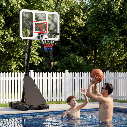 Goplus 4.9-10 FT Adjustable Portable Basketball Goal System w/Shatterproof PC Backboard