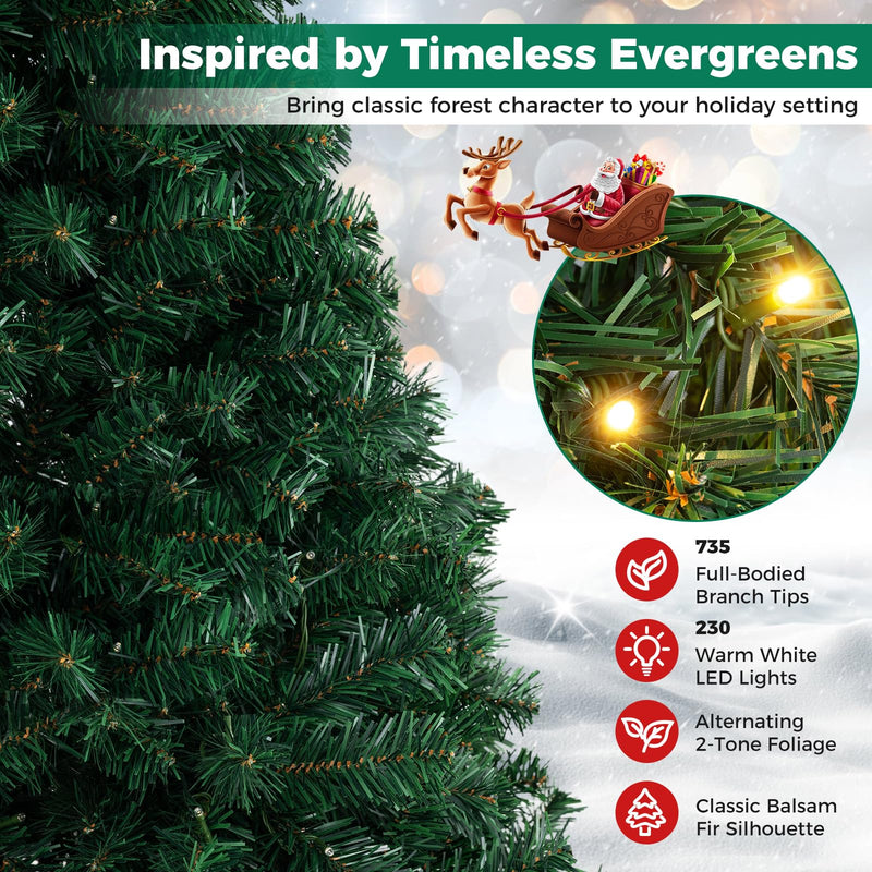 Load image into Gallery viewer, Goplus 6ft Pre-Lit Artificial Christmas Tree with 230 LED Lights and 735 PVC Tips
