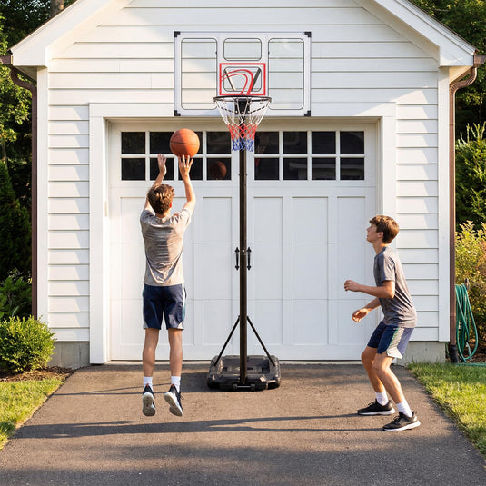 Goplus  4.1-10 FT Adjustable Basketball Hoop Outdoor w/Shatterproof PC Backboard