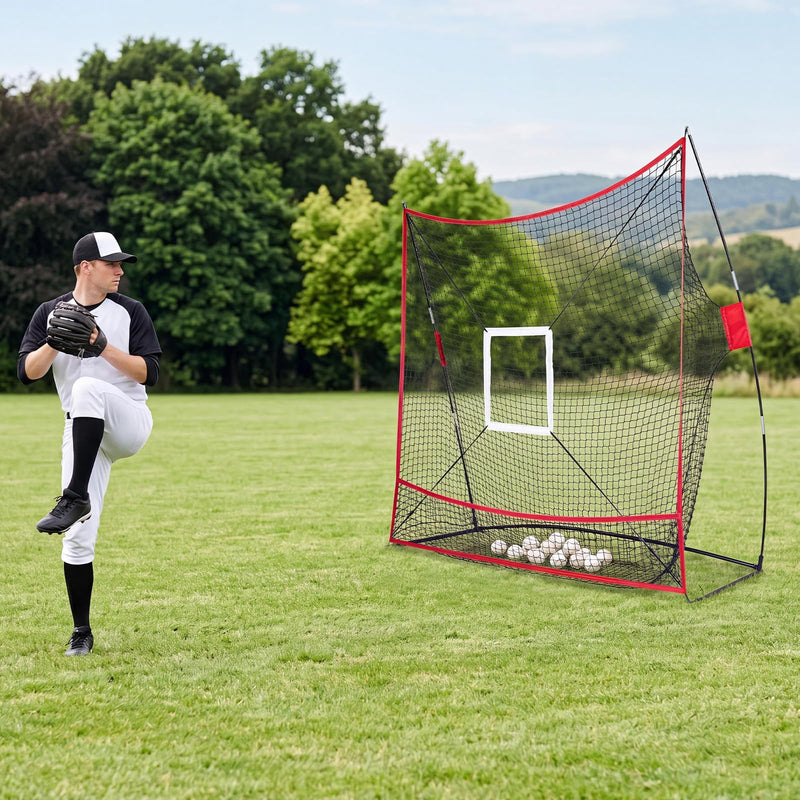 Load image into Gallery viewer, Goplus 7x7.4FT Extra Large Baseball Softball Practice Net w/Ball Collection
