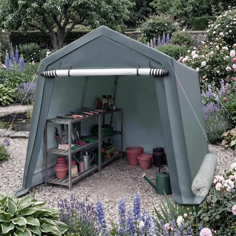 Load image into Gallery viewer, Outdoor Storage Shed | Patio Garage Carport w/ Roll-Up Zipper Door
