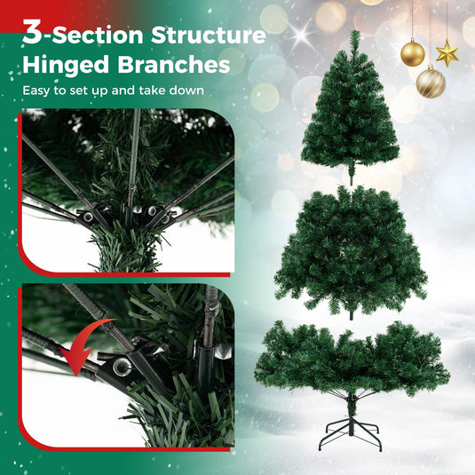 Goplus 6ft Pre-Lit Artificial Christmas Tree with 230 LED Lights and 735 PVC Tips