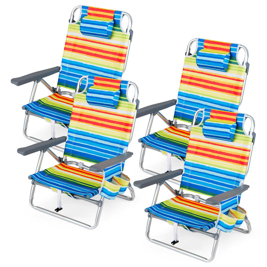 Goplus Beach Chairs Portable Folding Backpack Recliners(2/4)