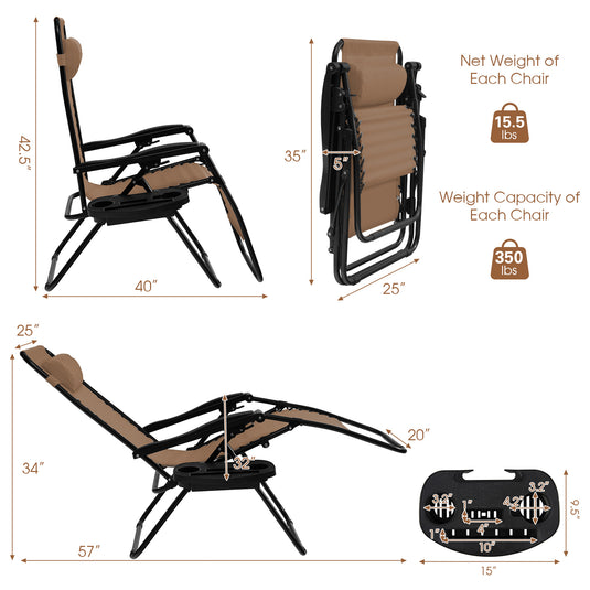 Goplus Folding Zero Gravity Reclining Lounge Chairs