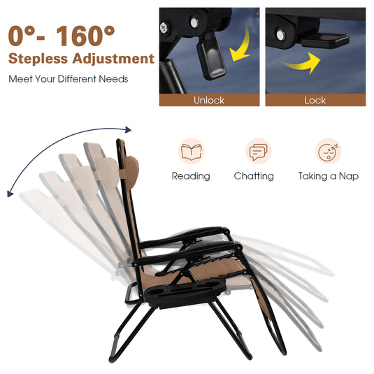 Goplus Folding Zero Gravity Reclining Lounge Chairs