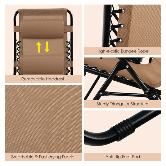 Goplus Folding Zero Gravity Reclining Lounge Chairs