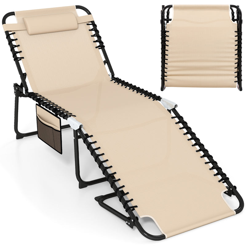 Load image into Gallery viewer, Goplus Extra Large Lounge Chair Outdoor Folding 5-Position Tanning Chair
