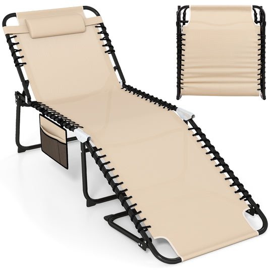 Goplus Extra Large Lounge Chair Outdoor Folding 5-Position Tanning Chair