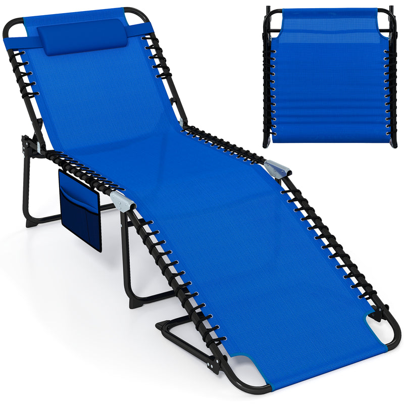 Load image into Gallery viewer, Goplus Extra Large Lounge Chair Outdoor Folding 5-Position Tanning Chair
