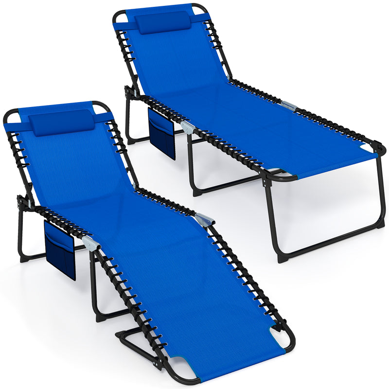 Load image into Gallery viewer, Goplus Extra Large Lounge Chair Outdoor Folding 5-Position Tanning Chair
