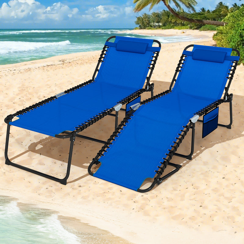 Load image into Gallery viewer, Goplus Extra Large Lounge Chair Outdoor Folding 5-Position Tanning Chair
