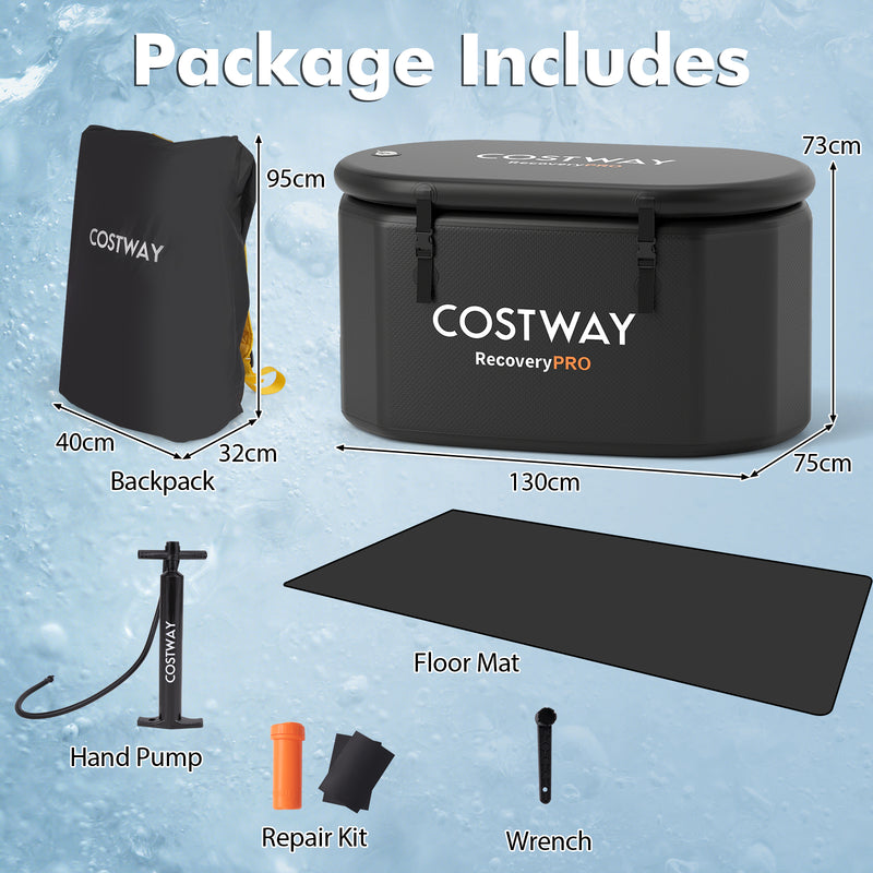Load image into Gallery viewer, Goplus XL 129 Gal Oval Ice Bath Tub for Athletes, Inflatable Cold Plunge Tub w/Multiple Layered, Lid, Pump
