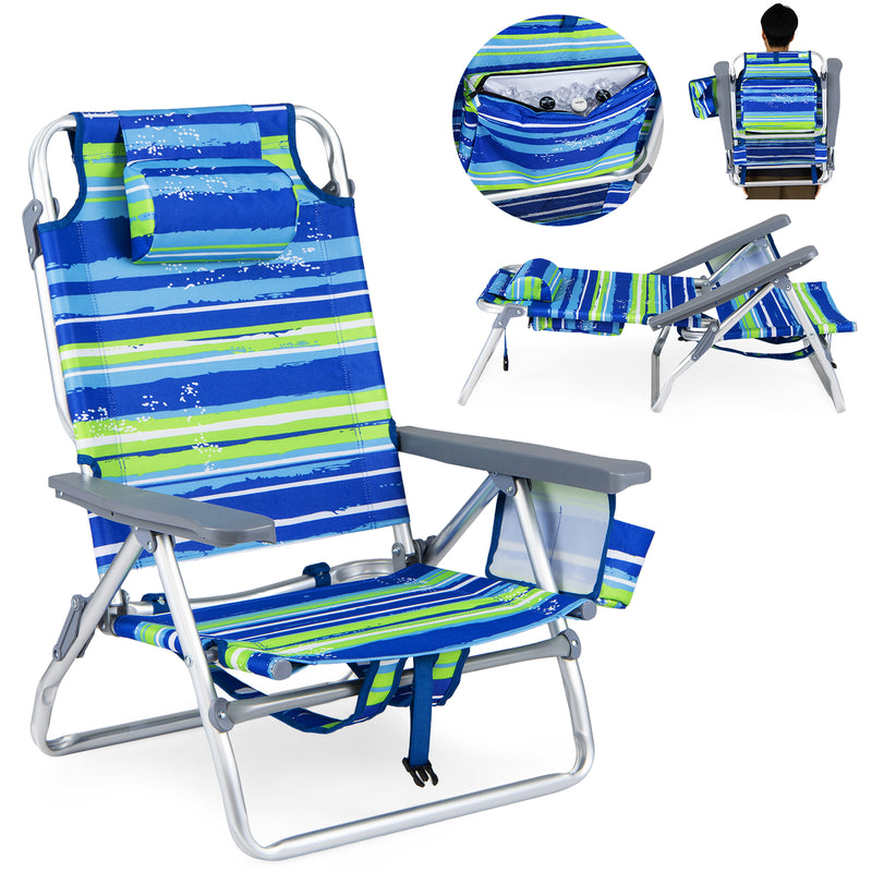 Load image into Gallery viewer, Goplus Backpack Beach Chairs, 2 Pcs Portable Camping Chairs with Cool Bag and Cup Holder (Without Side Table)
