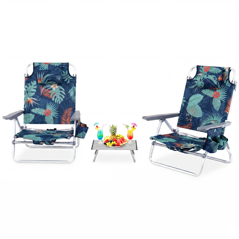 Load image into Gallery viewer, Backpack Beach Chairs, 3 Pcs Portable Camping Chairs with Cool Bag and Cup Holder
