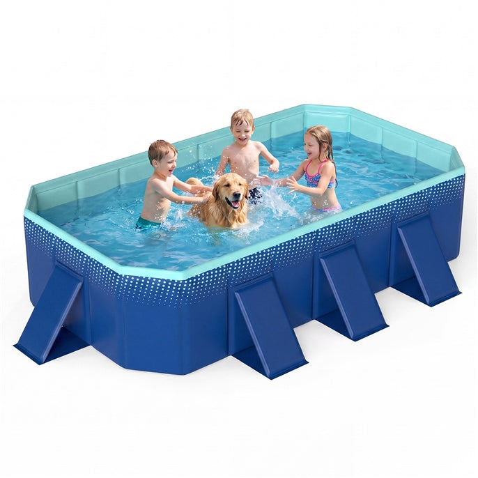 Load image into Gallery viewer, Goplus Foldable Portable Rectangle Around Ground Pool with 24 Hard Shell and Drain Hose
